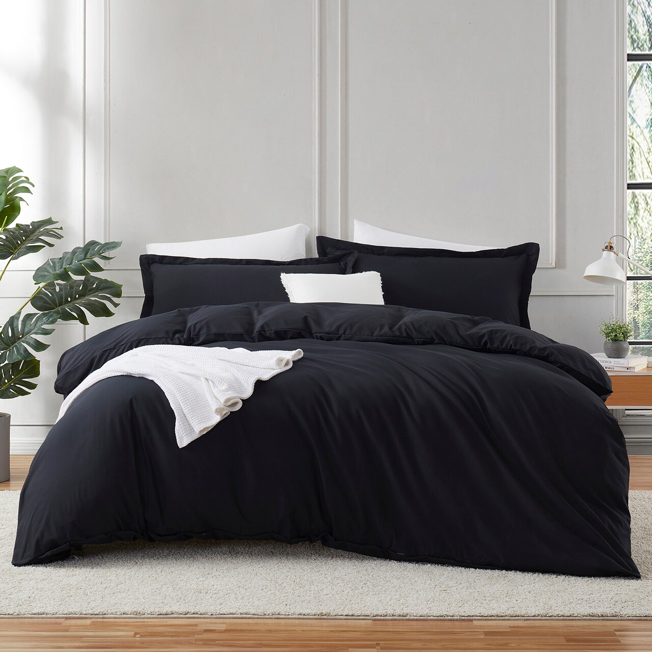 Hearth & Harbor Duvet Cover With Fitted Sheet Soft Double Brushed Bedding Set